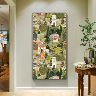 中古风玄关装饰画玄幻挂画复古轻奢高级感美式走廊过道入门进门