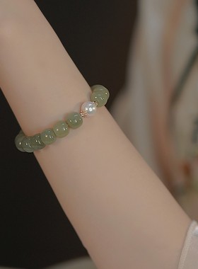 绕指手捻*青海和田玉手链女复古轻奢ins小众设计国风简约文艺手持