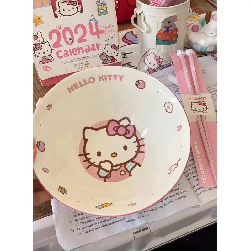HelloKitty泡面碗筷子三丽鸥泡面碗陶瓷螺蛳粉汤碗凯蒂猫餐具套装,餐饮具,碗,淘宝优惠券,粉丝福利购,淘宝优惠卷