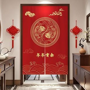 中式门帘隔断帘厨房遮挡玄关厕所卧室中国风布帘装饰家用布艺挂帘