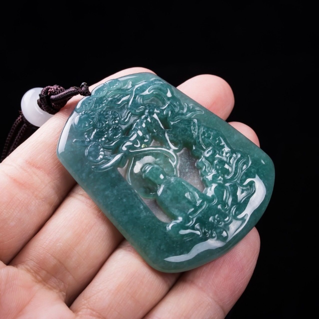 天然A货翡翠吊坠冰种玉石悟道挂件玉佩男士女款珠宝正品玉器