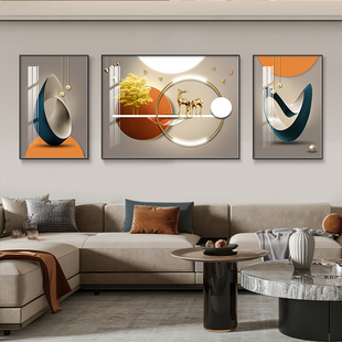 现代简约客厅装饰画高级感沙发背后的壁画背景墙三联挂画新款大气