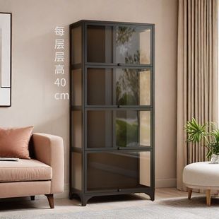 新款40层高玻璃展示柜钢化玻璃翻门柜防尘手办储物柜收纳陈列柜