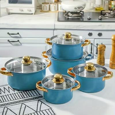 5 Piece All Stainless Steel Kitchen Cookware Set Includes