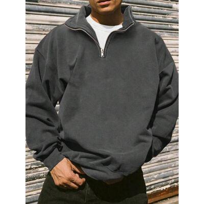 Men's Fashion Half Zip Casual Pullover Sweatshirt Warm For