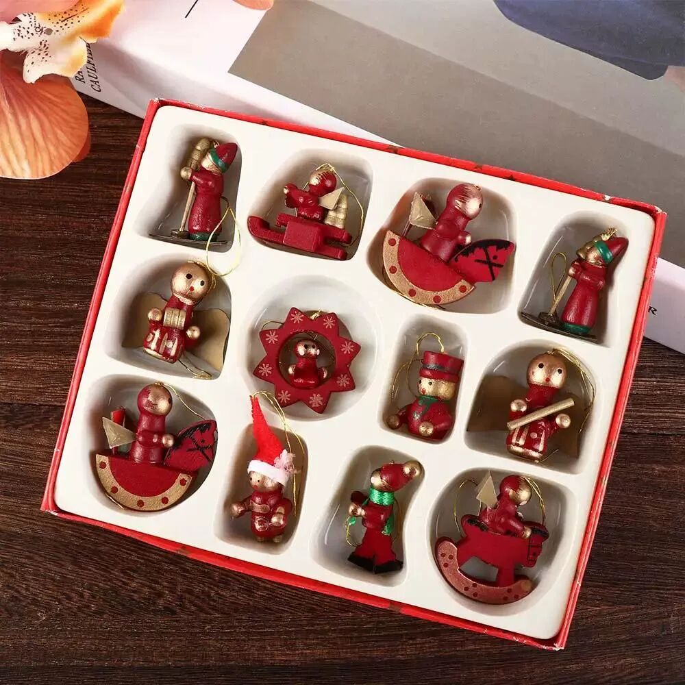 Cute Mini Christmas Puppet Creative Cartoon Wooden Santa Cla