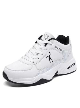 冬季乔丹格兰男运动鞋青少年加绒棉鞋白色皮面防水防滑休闲旅游鞋