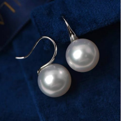 925银仿珍珠耳饰 LIOMEXUN  925银 澳白色贝珠高跟鞋12-14mm耳钩