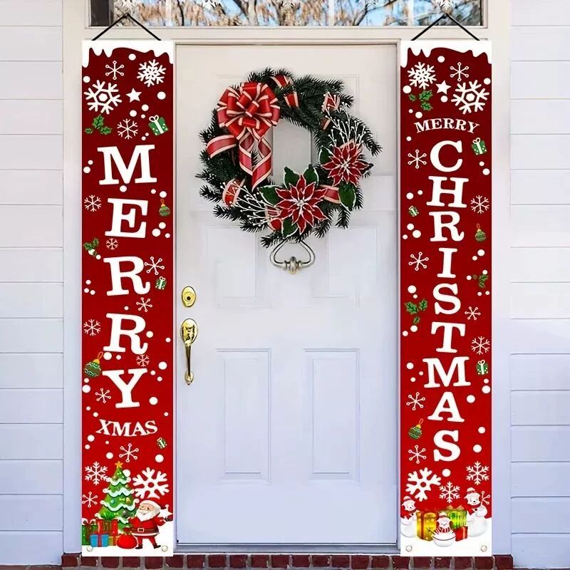 1-Pairs  Merry Christmas  Banner Set | Indoor & Outdoor Deco