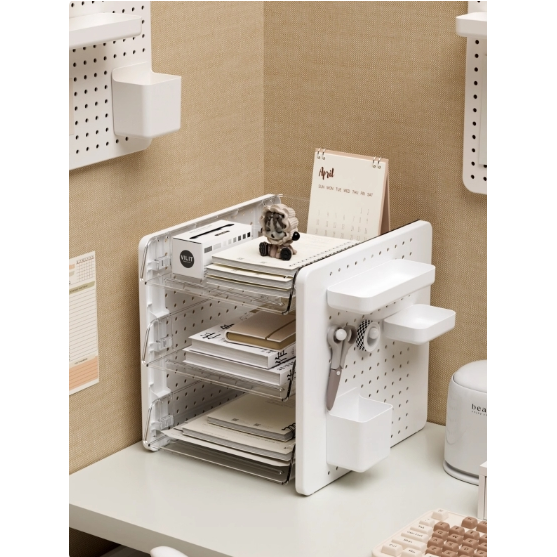 办公桌置物架洞洞板桌面收纳盒书桌化妆品办公室工位神器整理改造