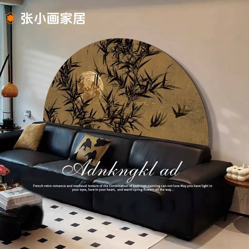 中古风墨竹客厅装饰画沙发背景墙灯画法式复古高级感卧室床头挂画,家居饰品,氛围画/灯画,淘宝优惠券,粉丝福利购,淘宝优惠卷