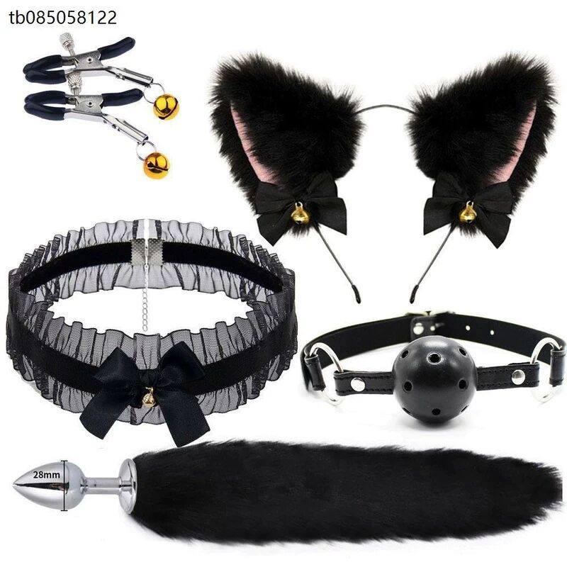 尾巴肛赛狐狸超大号情趣三件套套装后庭金属小号拆卸穿戴道具