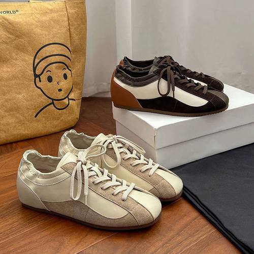 牛皮版~内增高真皮超软轻便德训鞋女厚底系带百搭运动休闲女鞋子