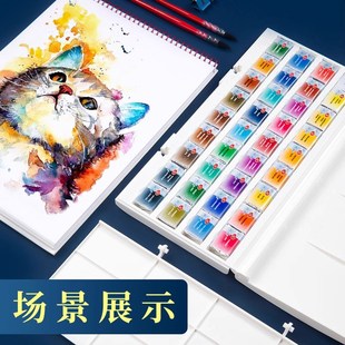 俄罗斯白夜固体水彩颜料索内特24色学生水彩颜料大块全块12色16色