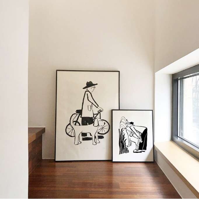 cat & dog可爱波普风我的恋人猫咪与狗抽象挂画有趣艺术壁装饰画