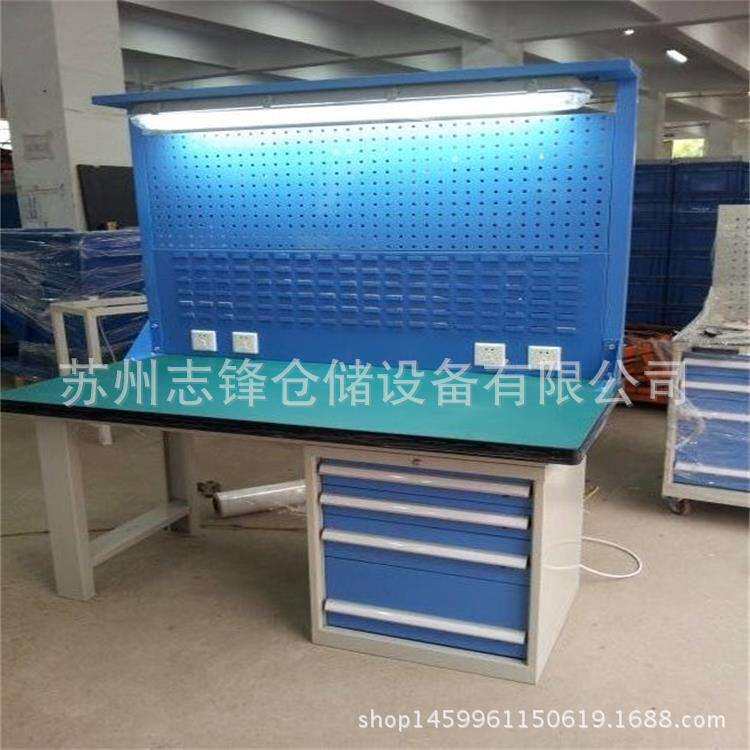 车间模具维修重型工作台带抽屉挂勾零件盒钳工台钢板榉木工作桌