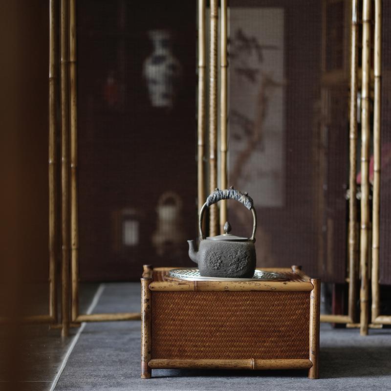 中式复古梅鹿竹席面炭炉 围炉煮茶 火钵家用茶室烤火炉