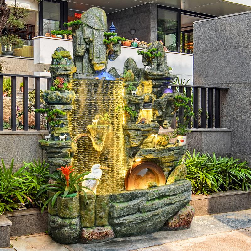 大型假山流水喷泉客厅水景摆件加湿器落地办公室家居水幕墙装饰品