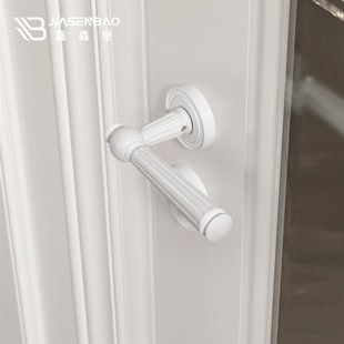 嘉森堡白色法式卧室门锁磁吸家用房间门锁静音木门锁个性奶白色锁