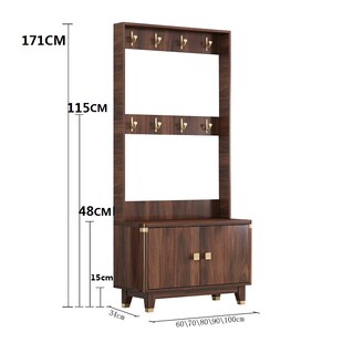 纯实木挂衣架胡桃色新中式衣帽架换鞋凳入门柜门厅柜玄关实木鞋柜