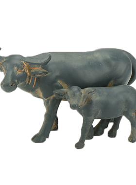 牛年冲天小水牛摆件微景观动物装饰品花盆庭院假山流水盆景配件