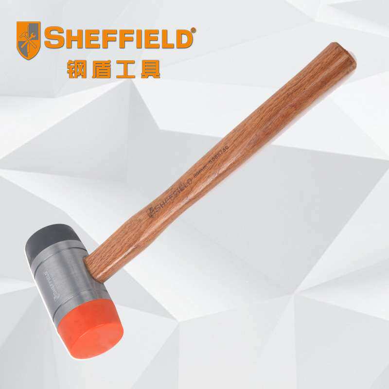 钢盾工具木柄安装锤安全锤橡胶锤防震聚氨酯橡胶锤头可换头软锤