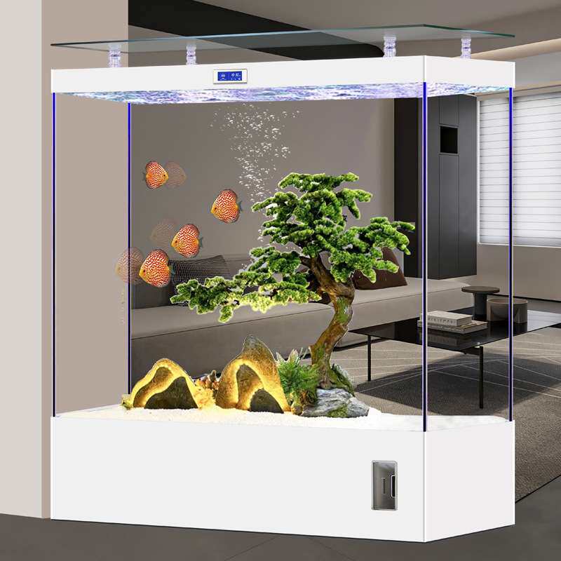 新款鱼缸水族箱屏风隔断客厅家用落地超白玻璃公司中大型过滤循环