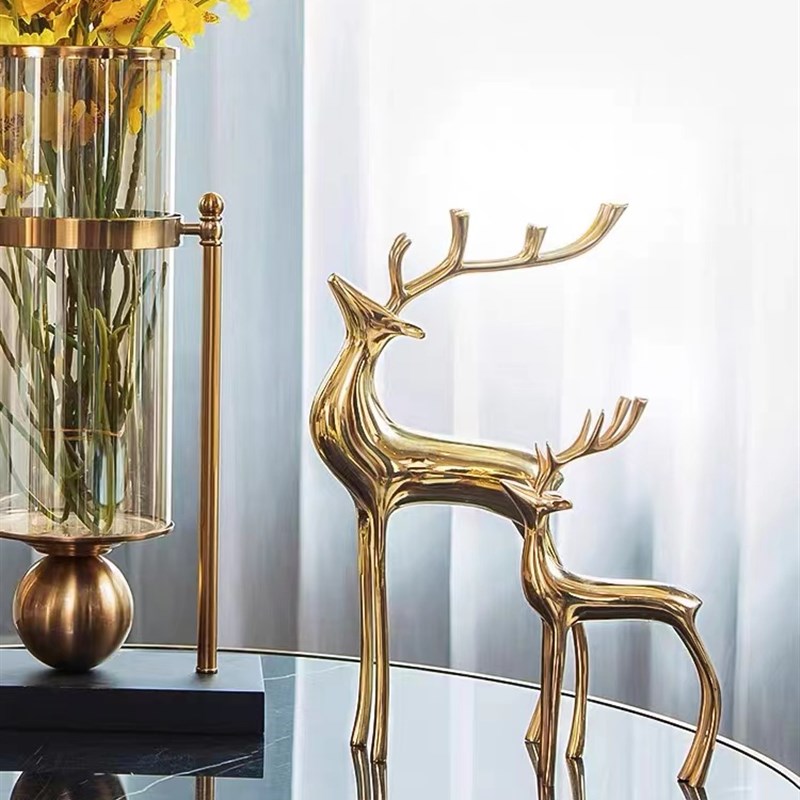 纯铜鹿轻奢家具摆z件 创意客厅家居装饰