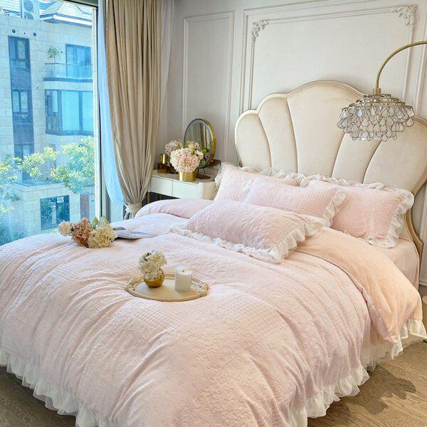 奶油芝芝 | 公主风冬季牛奶绒四件套保暖加厚双面法兰绒床上用品