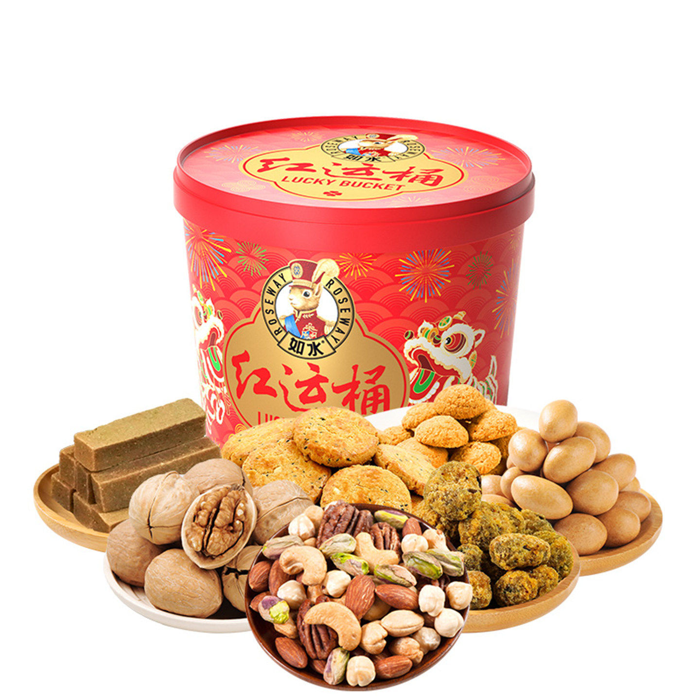 坚果礼盒红运桶混合干果零食大礼包春节走亲戚送小孩送礼礼品官方