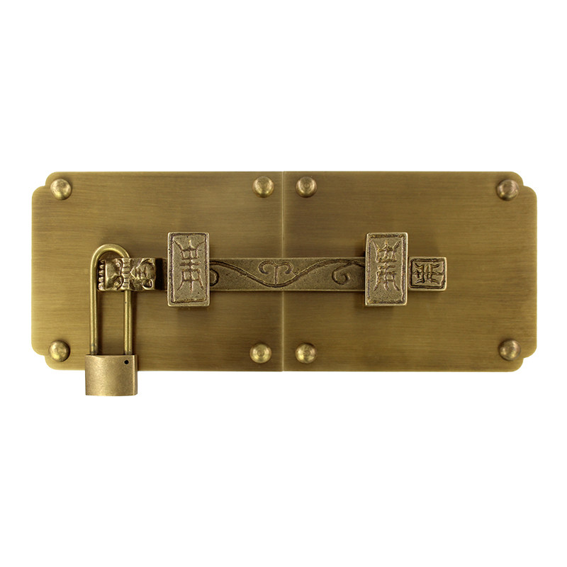 中式仿古纯铜大门插销门闩门栓别墅经典老式木门虎头插栓明装锁扣