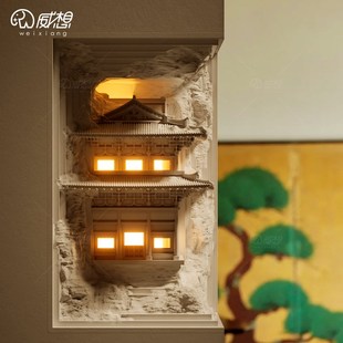 新中式嵌入式石膏壁灯转角墙角走廊感应灯中国风内嵌预埋壁龛灯