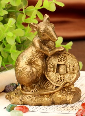 聚缘阁黄铜十二生肖摆件中式大小鼠牛虎兔龙蛇马羊猴鸡狗猪工艺品