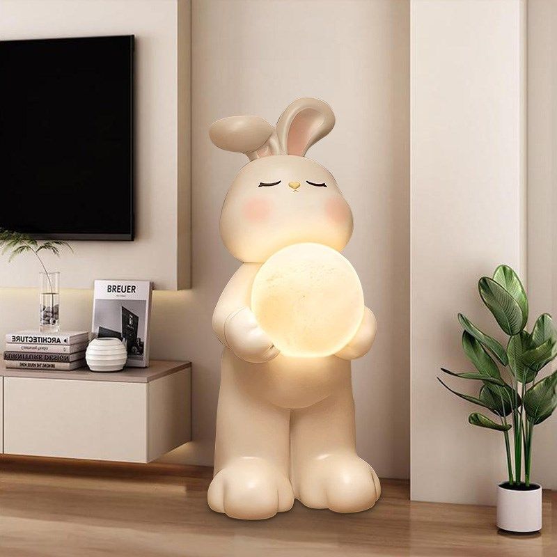 奶油风兔子客厅落地摆件大型电视柜沙发旁边装饰摆件高级乔迁礼品,家居饰品,落地摆件,淘宝优惠券,粉丝福利购,淘宝优惠卷