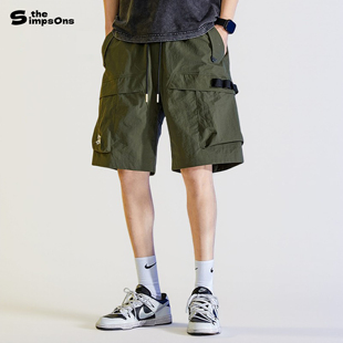 男2025新款 休闲五分裤 夏季 透气户外工装 子 外穿薄款 辛普森一家短裤