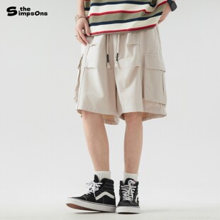 五分裤 辛普森一家休闲短裤 宽松百搭系带运动直筒工装 2026新款 夏季
