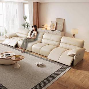 黑奢尚品电动功能真皮沙发客厅2025新款 家具大象耳朵直排琴键沙发