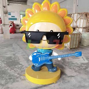 龙岗区力必特玻璃钢创意IP卡通雕塑劳动浇水读书公仔音乐卡通人物