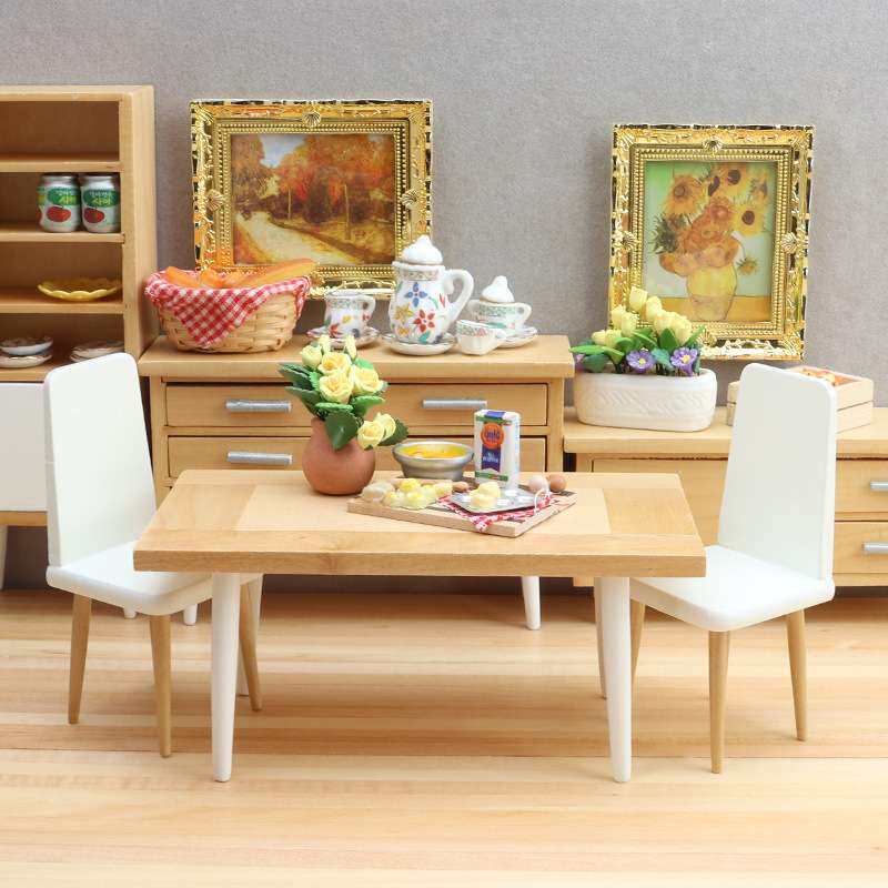 1：12迷你娃娃屋家具DOLLHOUSE模型摆件12分现代仿真厨房桌椅柜子