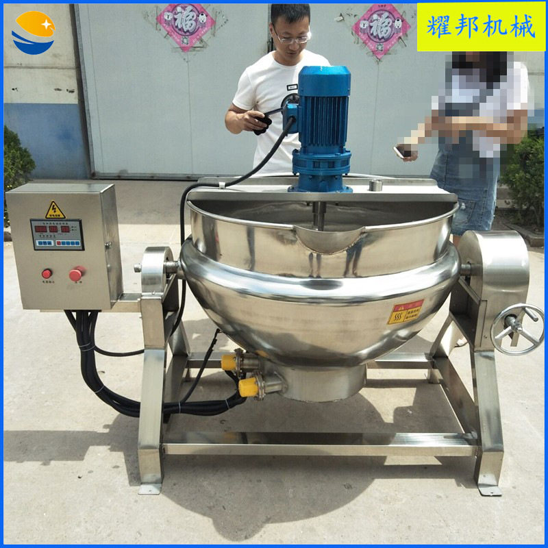 不锈钢电热火锅底料全自动搅拌炒锅 牛肉辣酱熬制锅 酱料炒料机