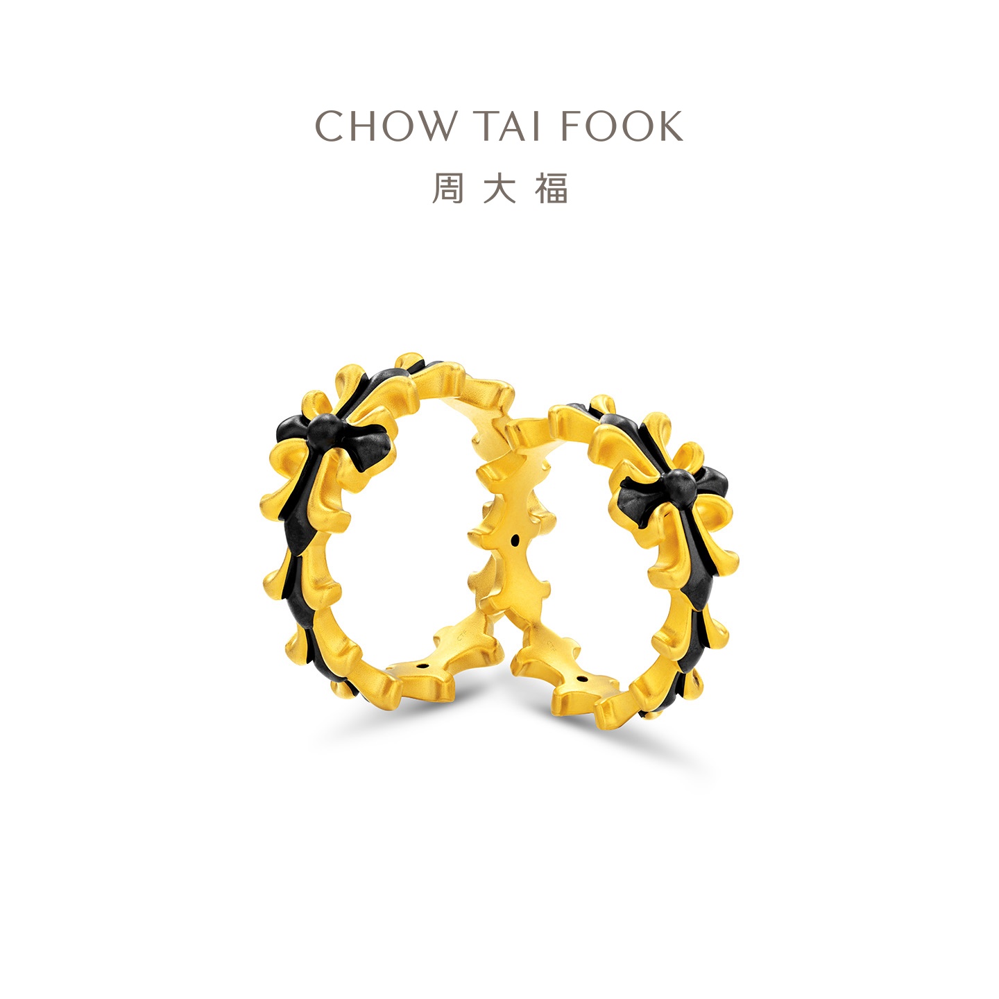 周大福男士鸢尾花黄金戒指