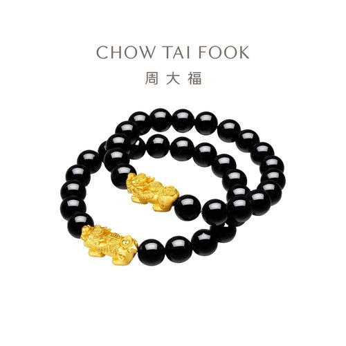 周大福男士黄金貔貅转运珠足金黄金貔貅手链EOR203男士