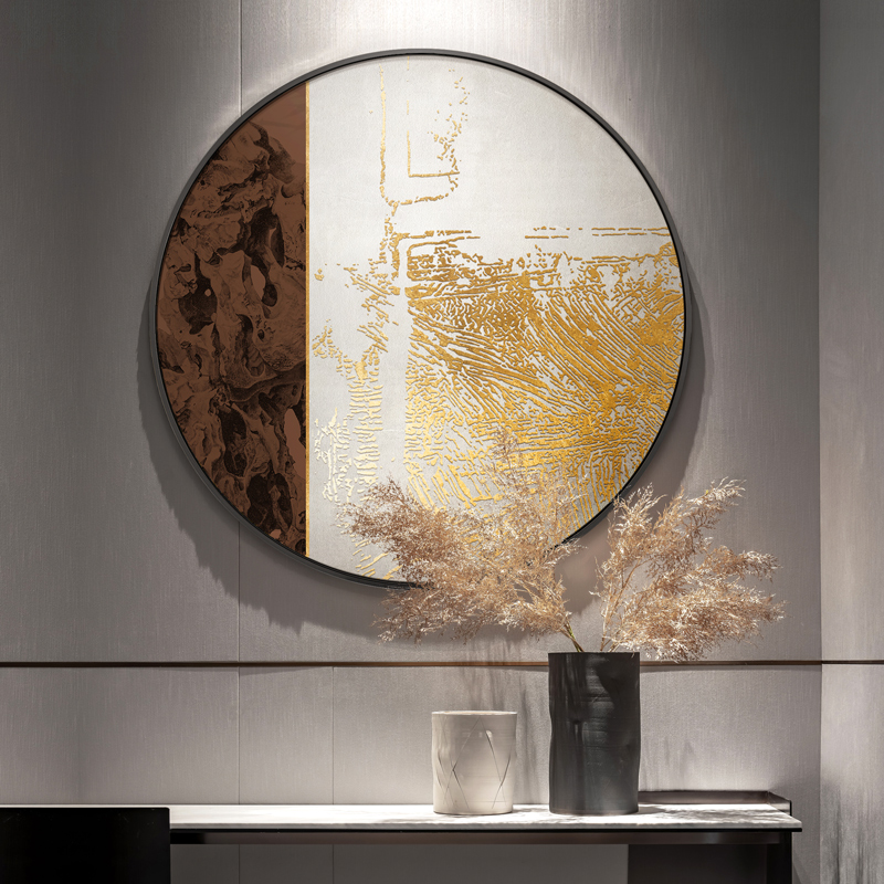 新中式入户玄关浮雕立体装饰画茶室禅意背景墙挂画走廊过道壁画