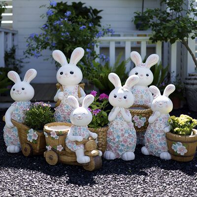 花园庭院仿真卡通动物可爱兔子摆件户外阳台装饰造景布置