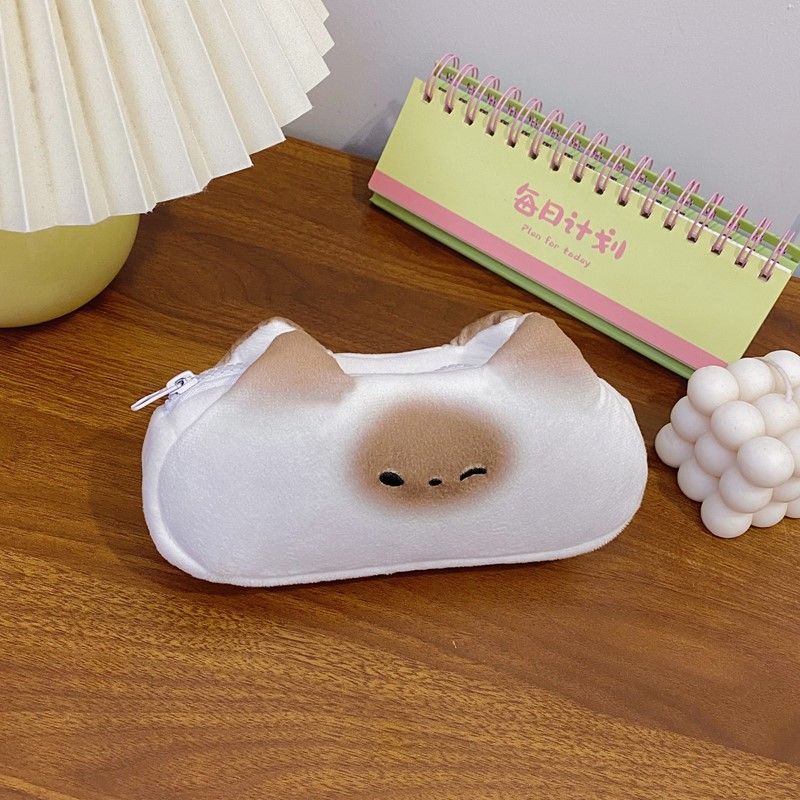 卡通烤面包毛绒笔袋可爱ins高颜值学生文具盒儿童软乎乎收纳袋