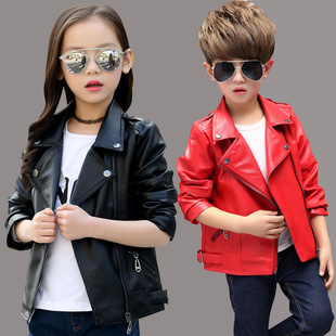 童装外套皮衣秋冬男童女童加绒加厚儿童韩版男孩子学生上衣机车服
