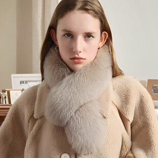 双面围巾女冬季加厚双面百搭简约气质护颈仿狐狸皮草兔毛毛领围脖