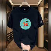 火柴棍山系T恤宽松型棉涤男女通用短袖 不易褪色圆领通勤风休闲潮