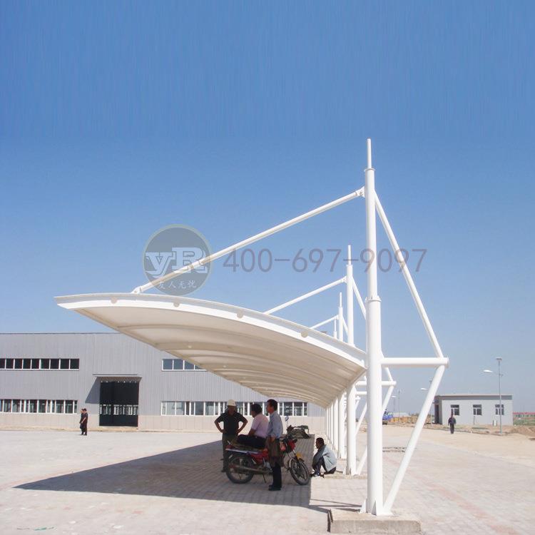 厂区办公楼景观膜结构停车蓬设计自用张拉膜汽车遮阳棚加工