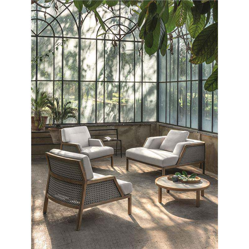 做旧柚木户外沙发椅庭院花园室露天酒店藤编单人休闲茶几组合家具